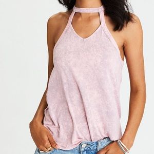 American Eagle pink soft keyhole shirt